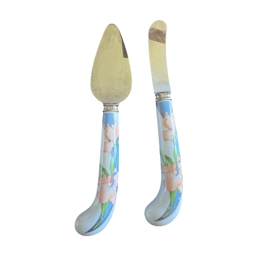 Sheffield England Prill Cheese Server & Knife Stainless Steel 7" Charcuterie